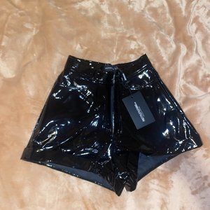 Black Vinyl High Waisted Shorts